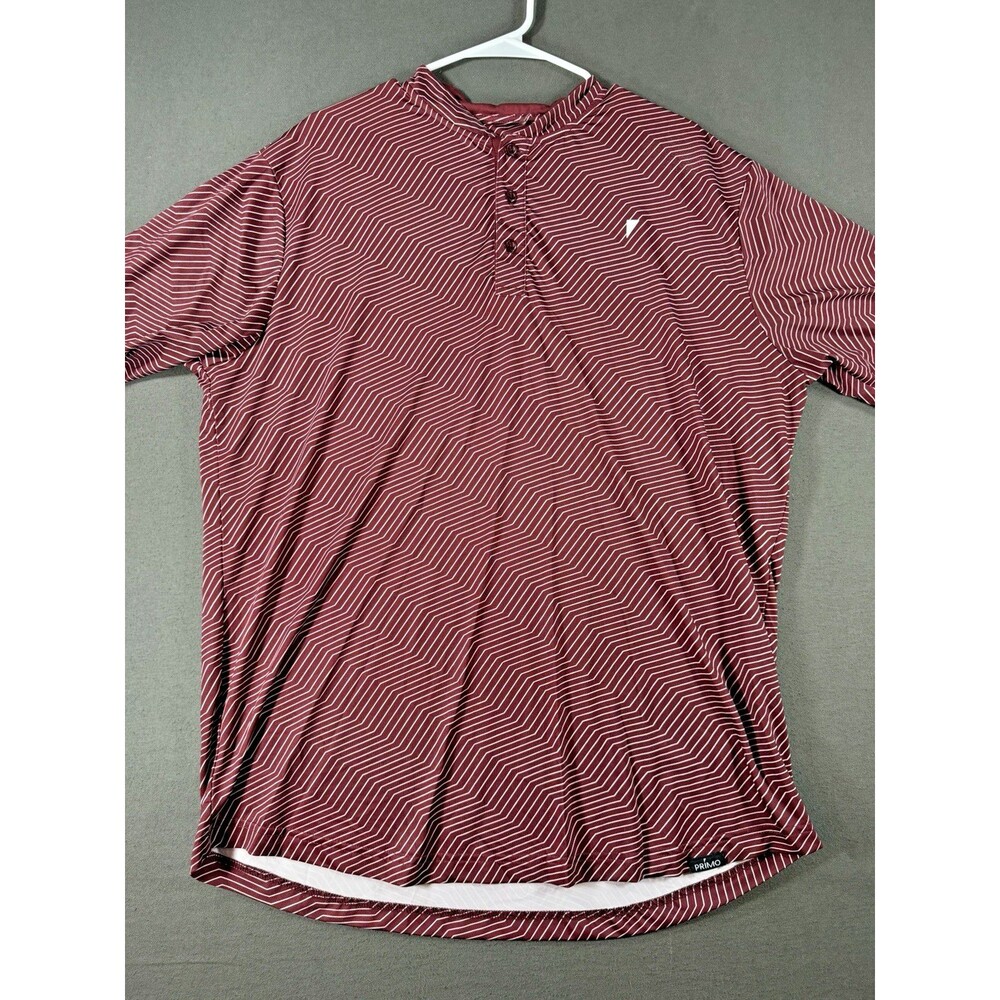Primo Golf Polo Shirt Mens XL Red Performance Blade Collar Pullover Geometric